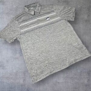 NEW UConn‎ Huskies Polo Shirt Mens L Gray Captivating Striped Short Sleeve